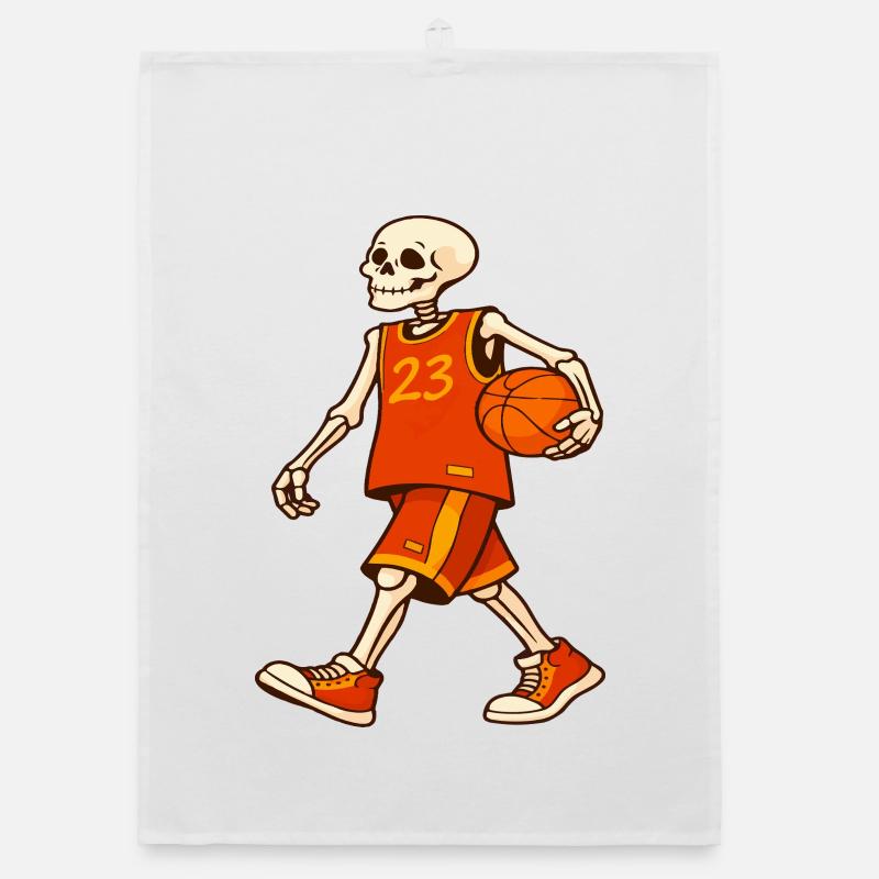 Skeleton Hoops in Orange Jersey Organic dish towel