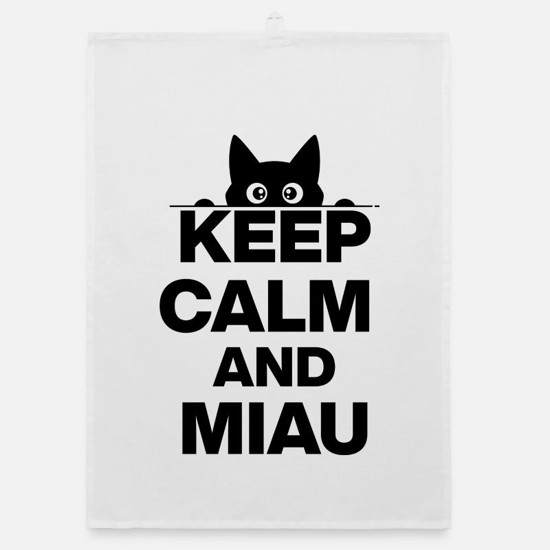 KEEP CALM AND MEOW! CAT LOVER CATLOVER black Organic dish towel