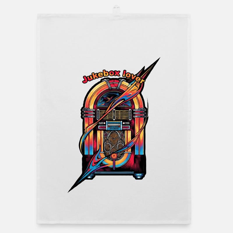 Jukebox Lover Neon Retro Organic dish towel