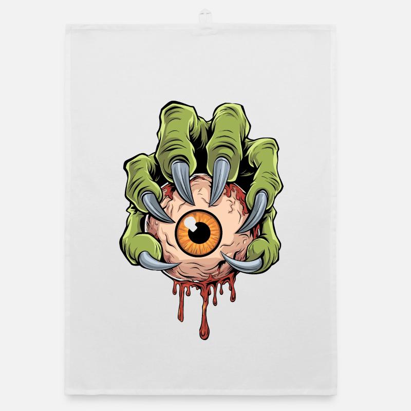 Monstre tenant la main d’un œil effrayant Torchon bio