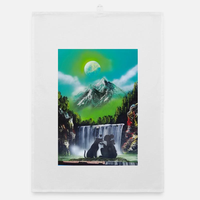 Amour en cascade lunaire Torchon bio