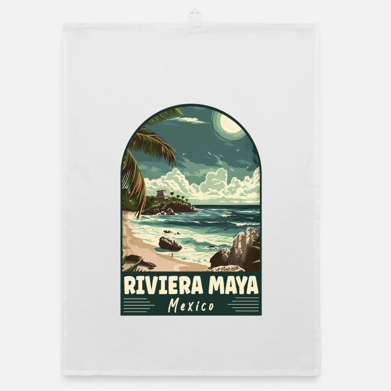 Entdecken Sie das Paradies in Riviera Maya - Mexiko Organic Geschirrtuch