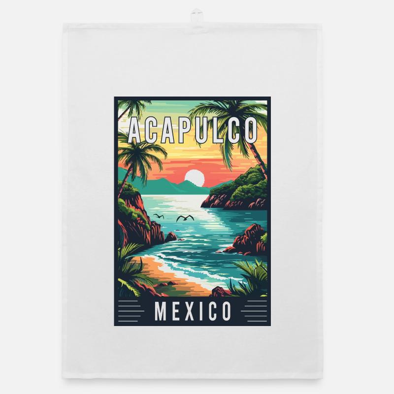 Explore Acapulco in Mexico Tropical Travel Art Organic dish towel