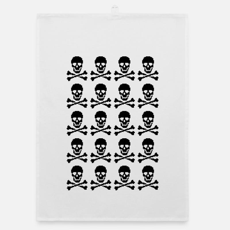 pixelated skulls pattern Organic dish towel