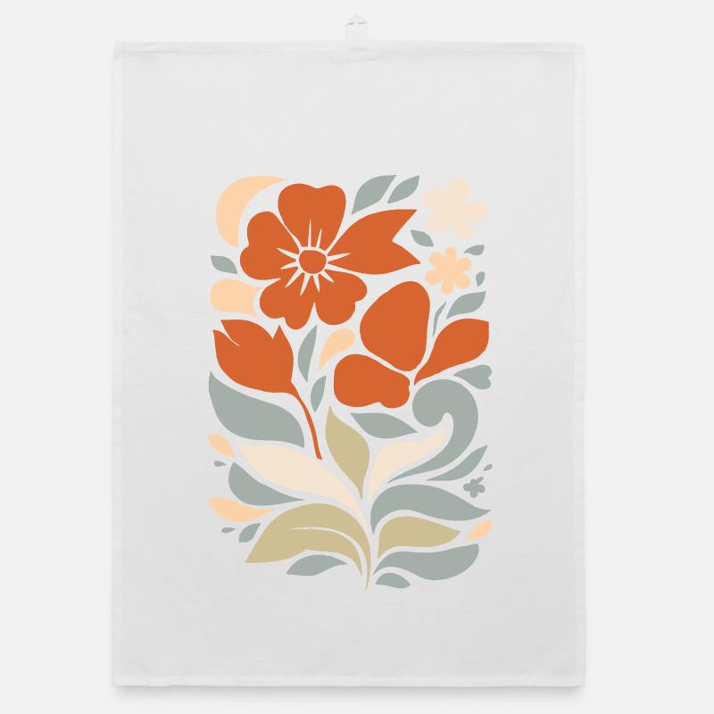 Abstract Floral Pattern Illustration Organic dish towel