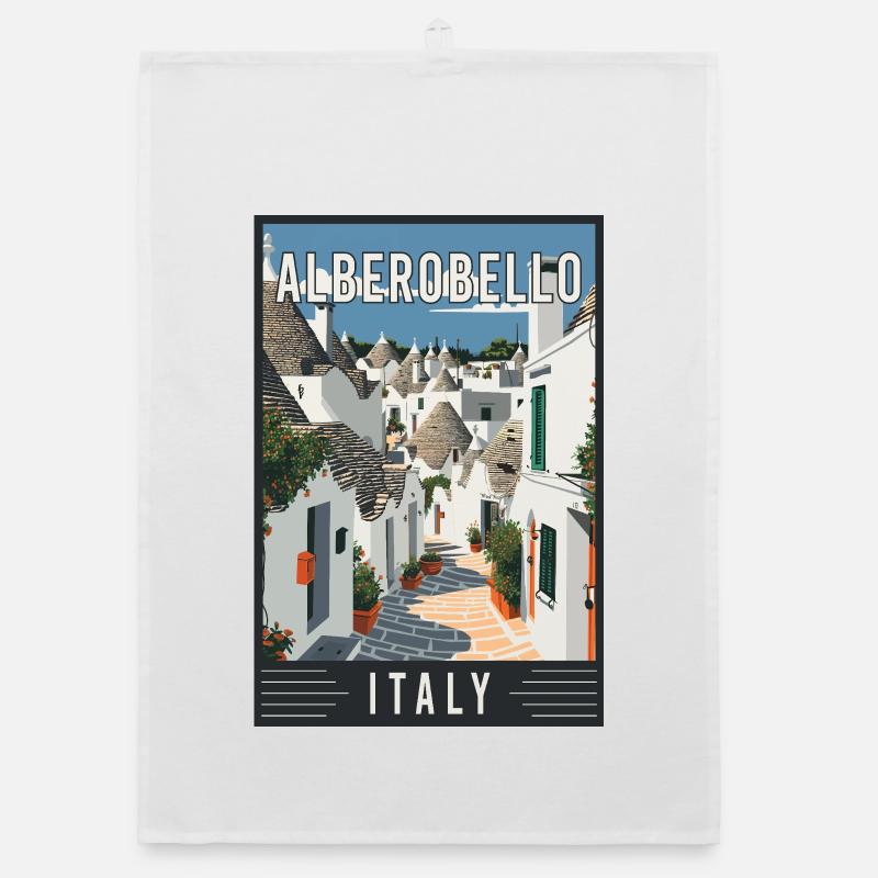 Experience Alberobello's Trulli Magic in Italy Organic dish towel