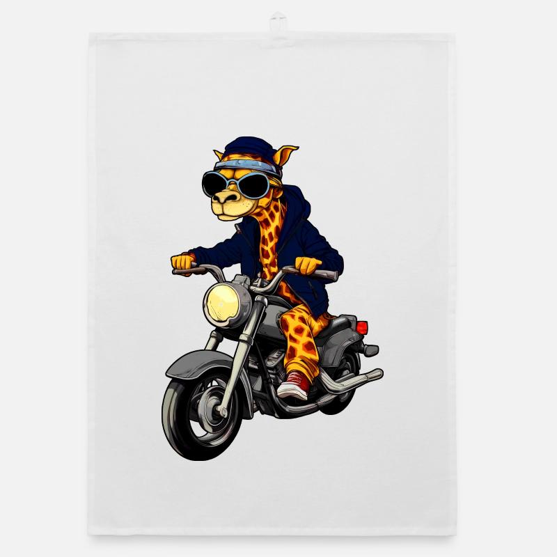 Motorcycle Giraffes Organic dish towel