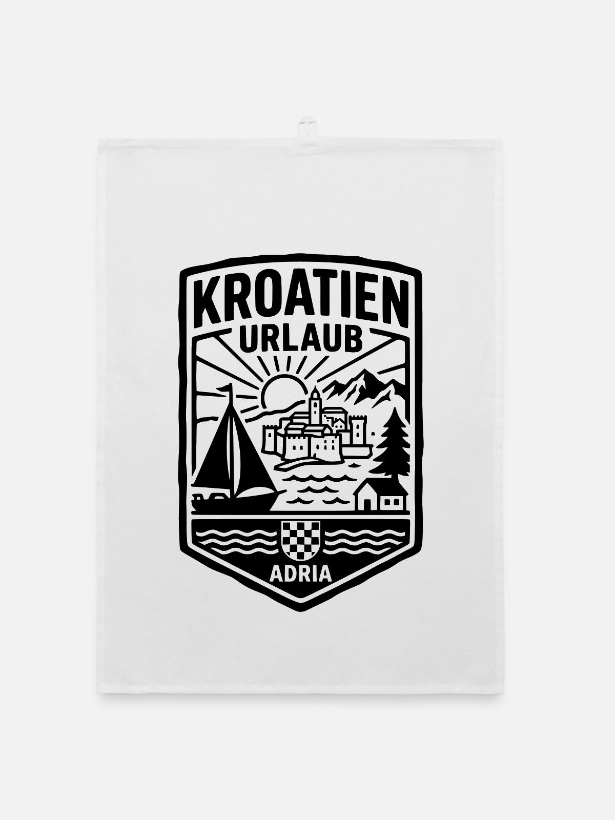 Kroatien Urlaub - Organic Geschirrtuch - Weiß - Vorne
