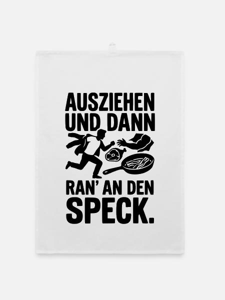 ausziehen ran an den speck - Organic Geschirrtuch - Weiß - Vorne