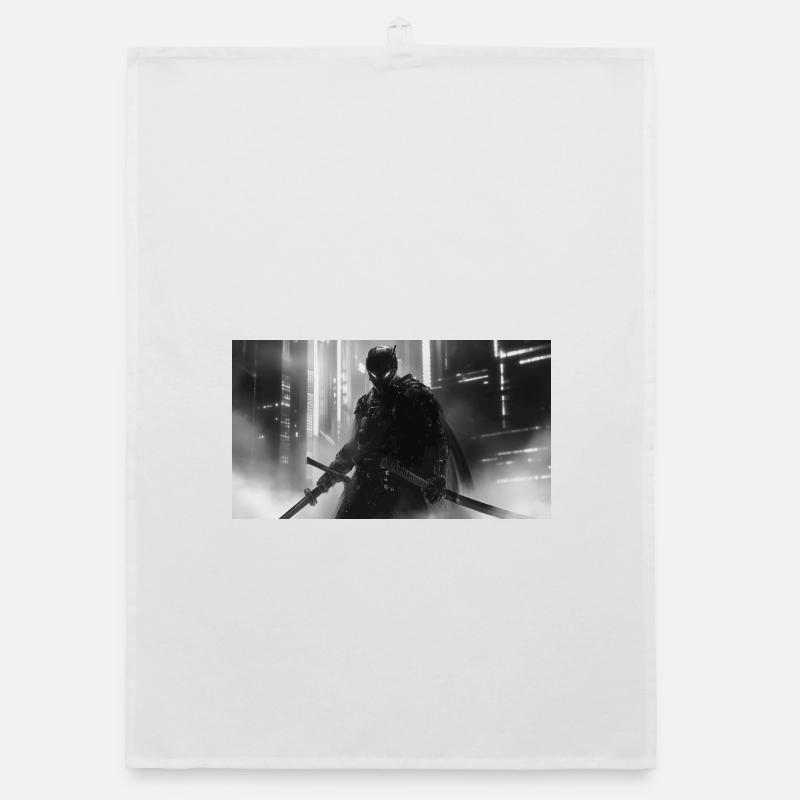 Urban Samurai in Black Shadow Organic dish towel
