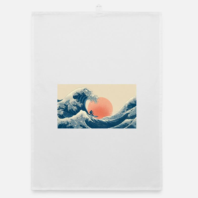 Vague de surf au coucher du soleil Torchon bio