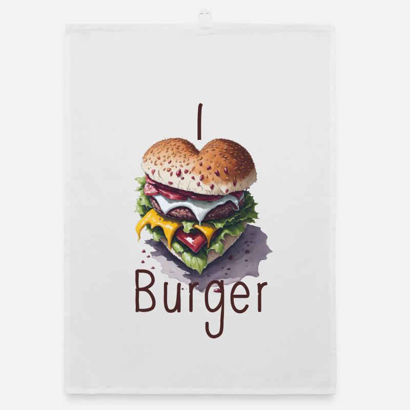 ich liebe Burger - Organic Geschirrtuch - Weiß