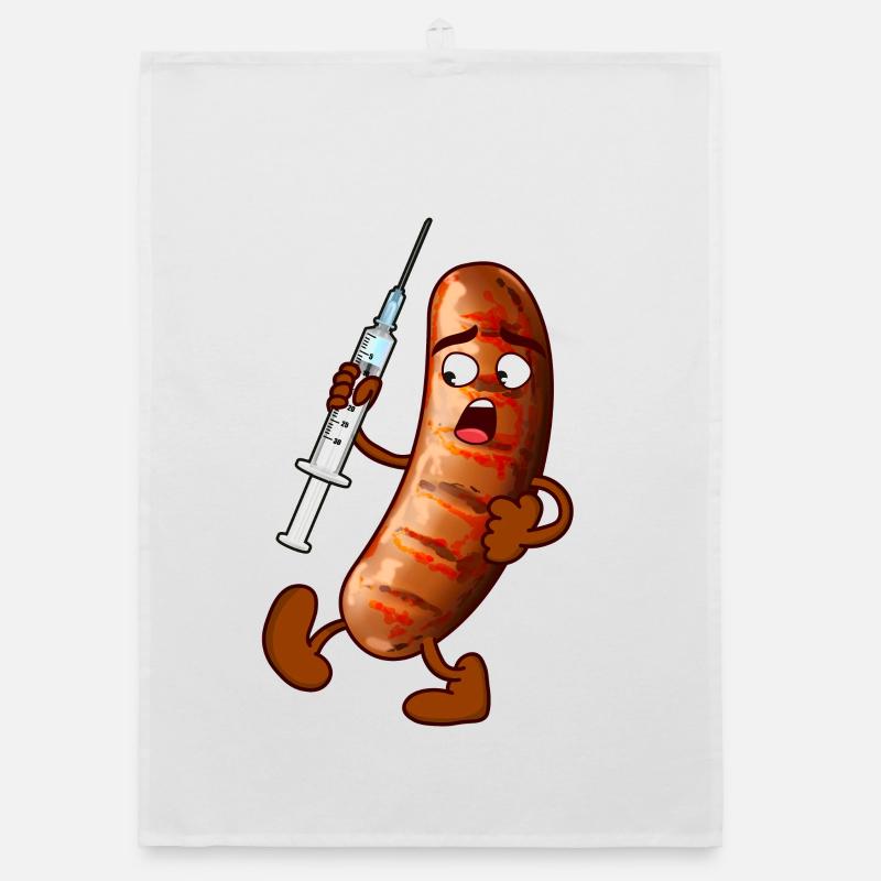 impfwurst Bratwurst Impfen Virus Organic Geschirrtuch