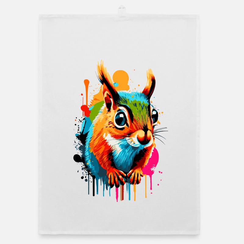 Squirrel Sciurus - Squirrel Colorful Organic dish towel