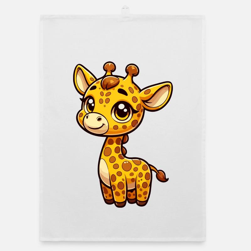 A whimsical cartoon style giraffe Organic dish towel