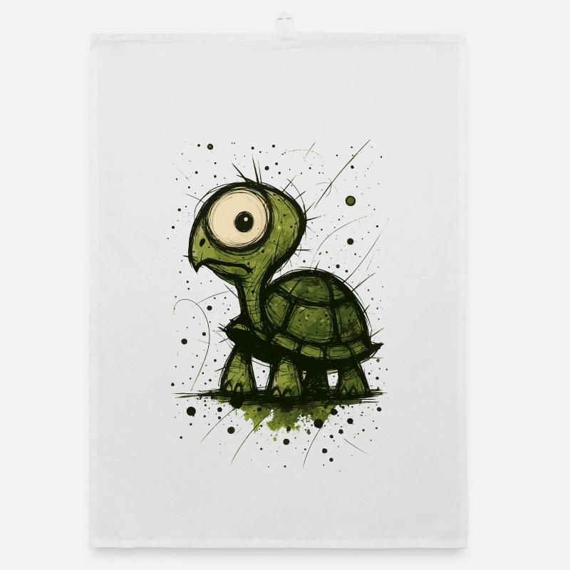 Funny Turtle with Big Eyes – Comic Splash Organic dish towel