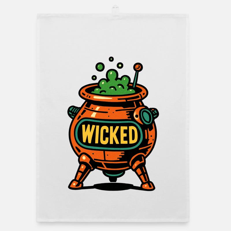 marmite de sorcière Halloween Torchon bio