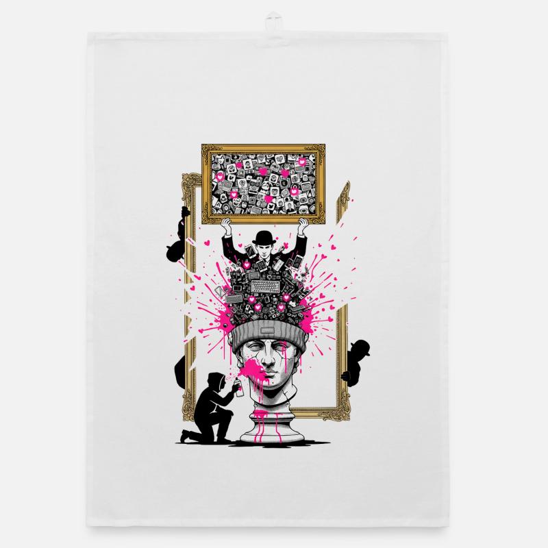 PopCollage Head Sculpture Organic dish towel