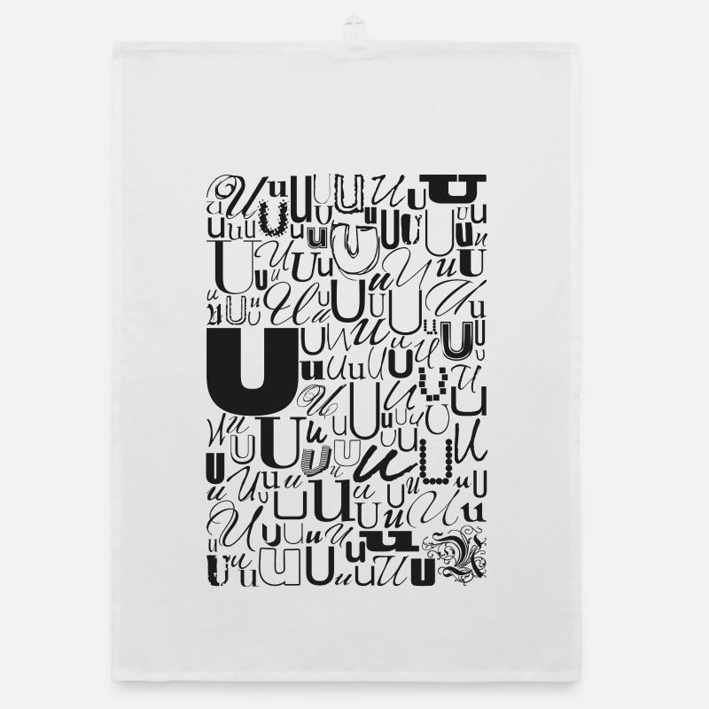 Typo U – Letter Design for Font Lovers Organic dish towel