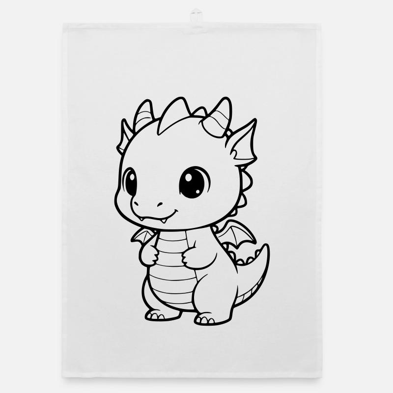 Cute Baby Dragon | Kawaii & Cuddly Vector Organic dish towel