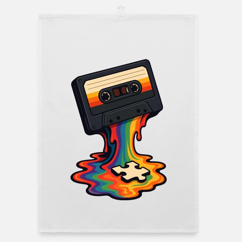 Regenbogen Kassette Schmelz Puzzle Organic Geschirrtuch