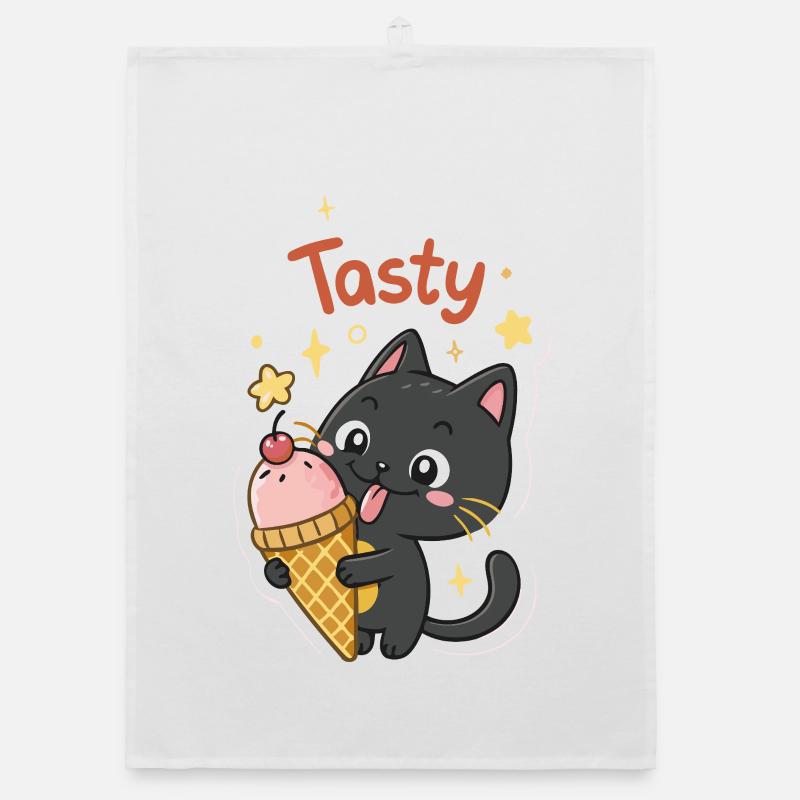 Chat gourmand et crème glacée Torchon bio