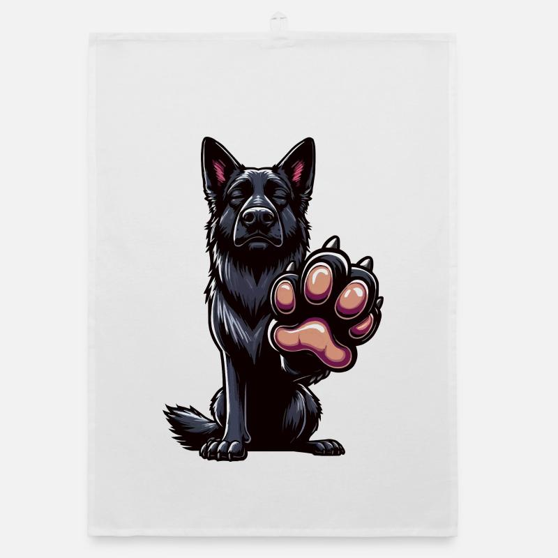 Schwarzer Schäferhund Schäferhundbesitzer  - Organic Geschirrtuch - Weiß