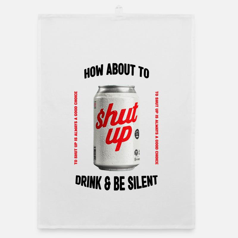 Shut Up Tin – Provocative Retro Print Organic dish towel