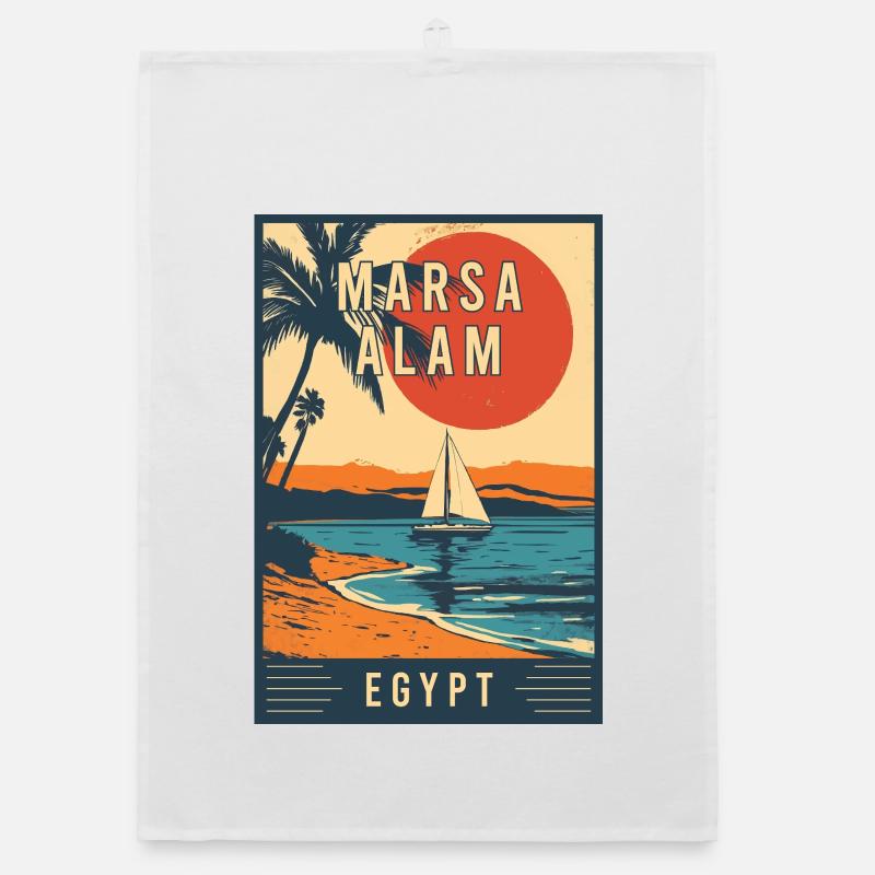 Explorez le paradis de la mer Rouge Marsa Alam en Égypte - Torchon bio - blanc