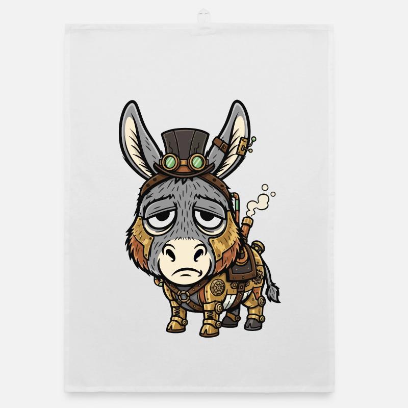 Donkey Cyborg Steampunk Top Hat Steam Organic Geschirrtuch