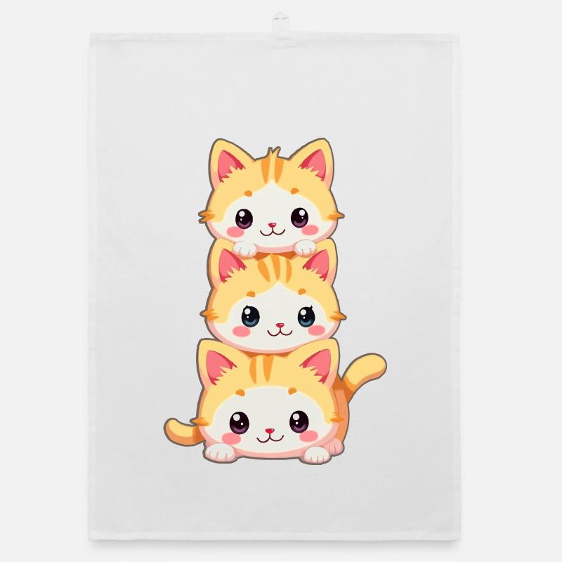 Stacked Kitten Trio Organic dish towel