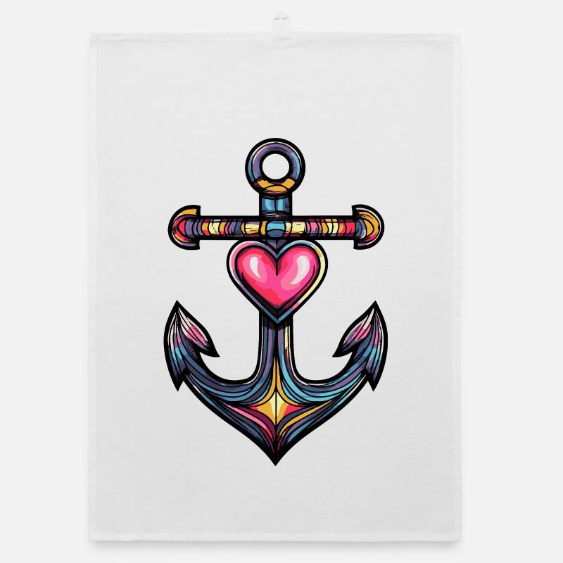 Ancre Symbole Coeur Torchon bio