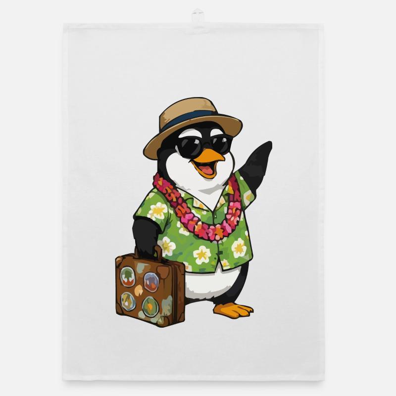 Penguin Vacation Organic dish towel