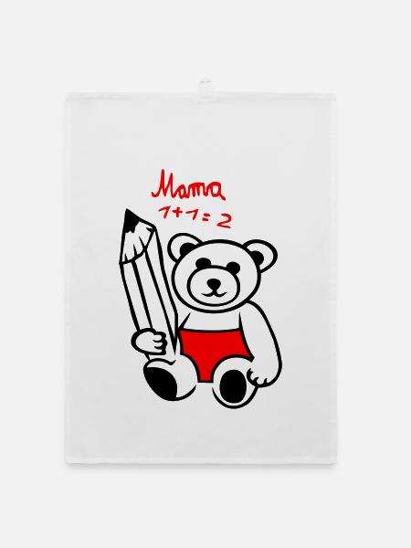 School enrollment teddy bear - Organic dish towel - white - Front