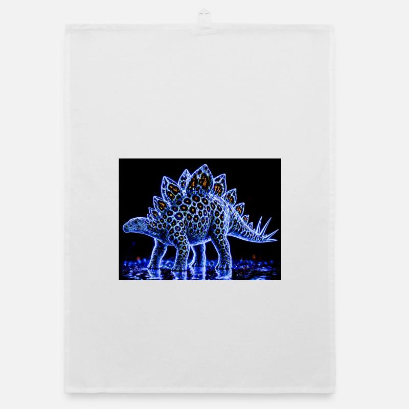 Neon Stegosaurus Light Show Organic dish towel