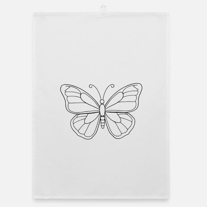 Papillon minimaliste - Torchon bio - blanc