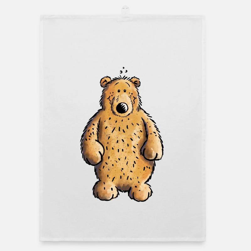 Funny Grizzly Bear - Cute - Gift Organic dish towel