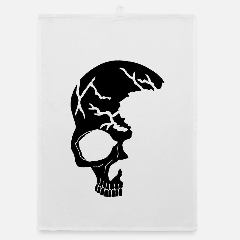 Black half-skull Organic dish towel