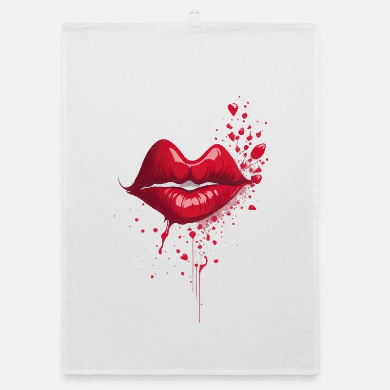 Kissing Red Lips Splash Organic dish towel