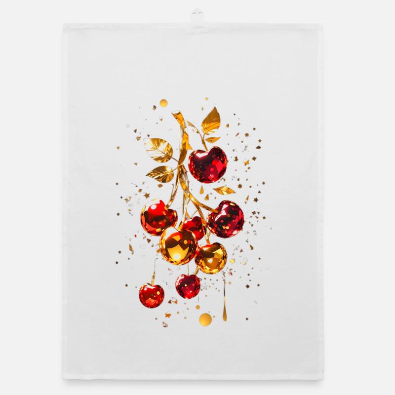 Kirschen mit Gold Organic Geschirrtuch