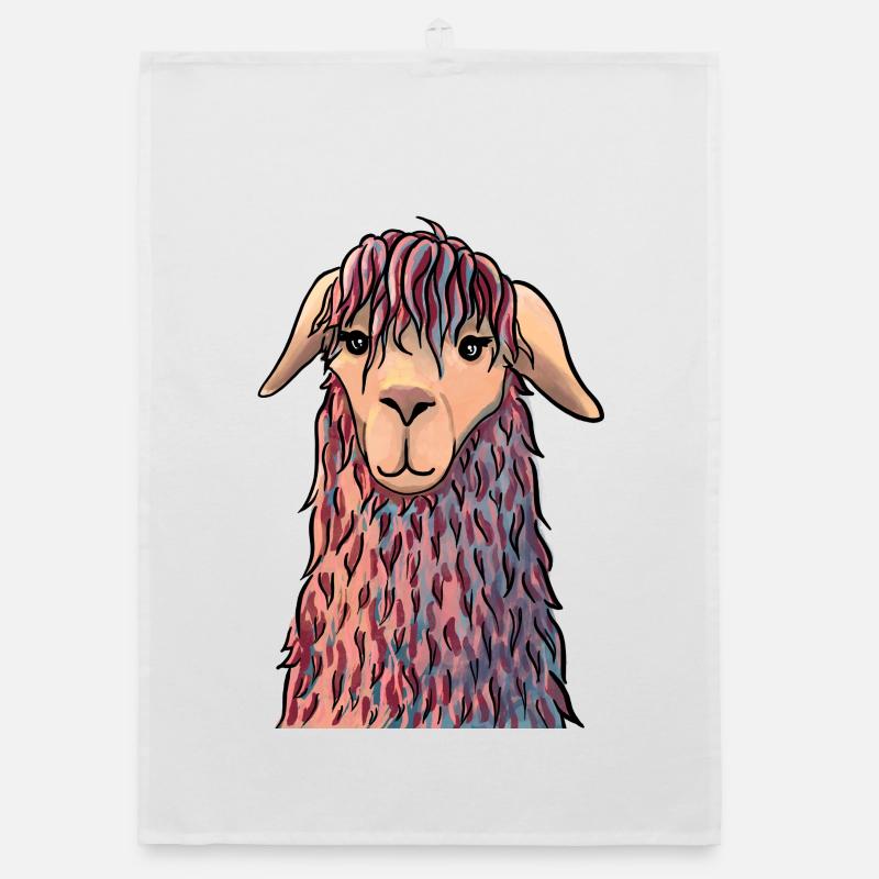 Llama portrait abstract Organic dish towel