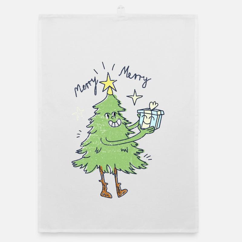Weihnachtsbaum - Organic Geschirrtuch - Weiß