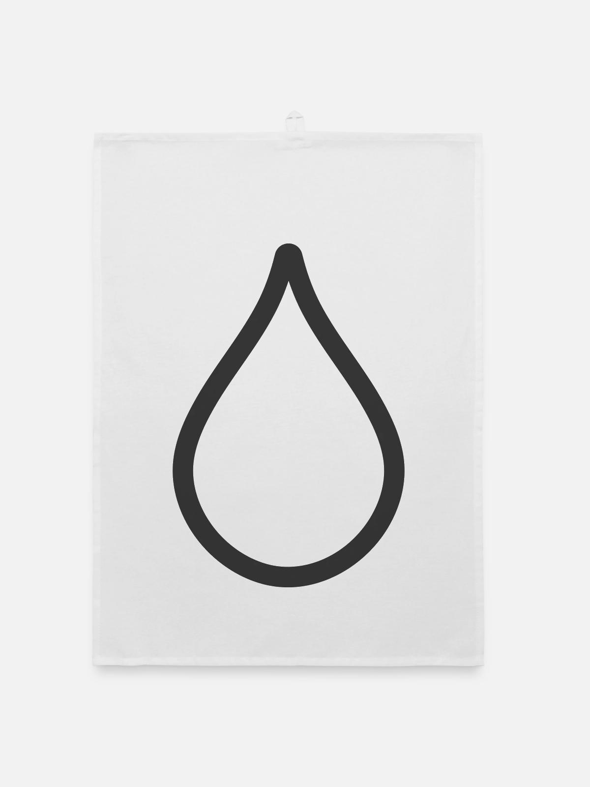 Einfaches Wassertropfen-Symbol-Logo - Organic Geschirrtuch - Weiß - Vorne