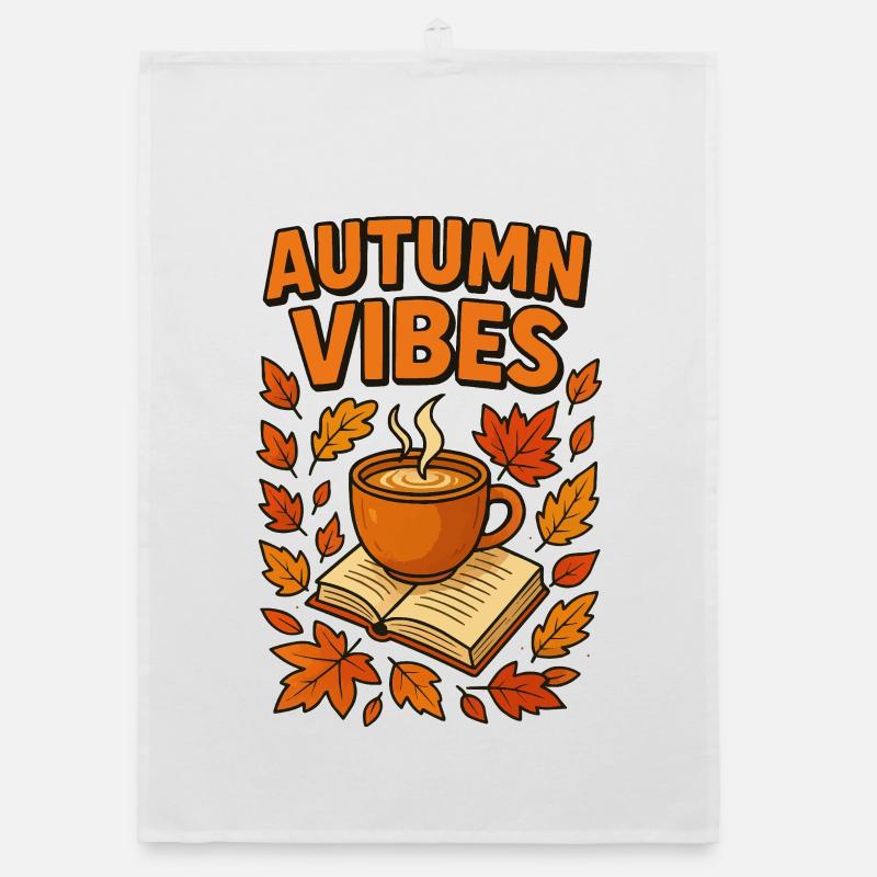 Herbstvibes Kaffee und Buch Organic Geschirrtuch