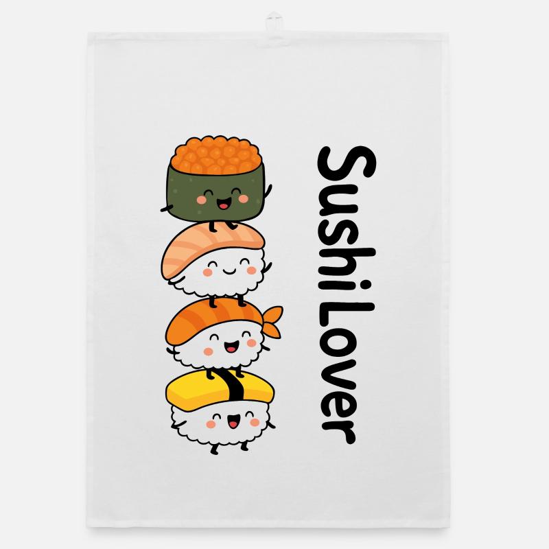 Sushi Lover – Turm der Niedlichkeit - Organic Geschirrtuch - Weiß