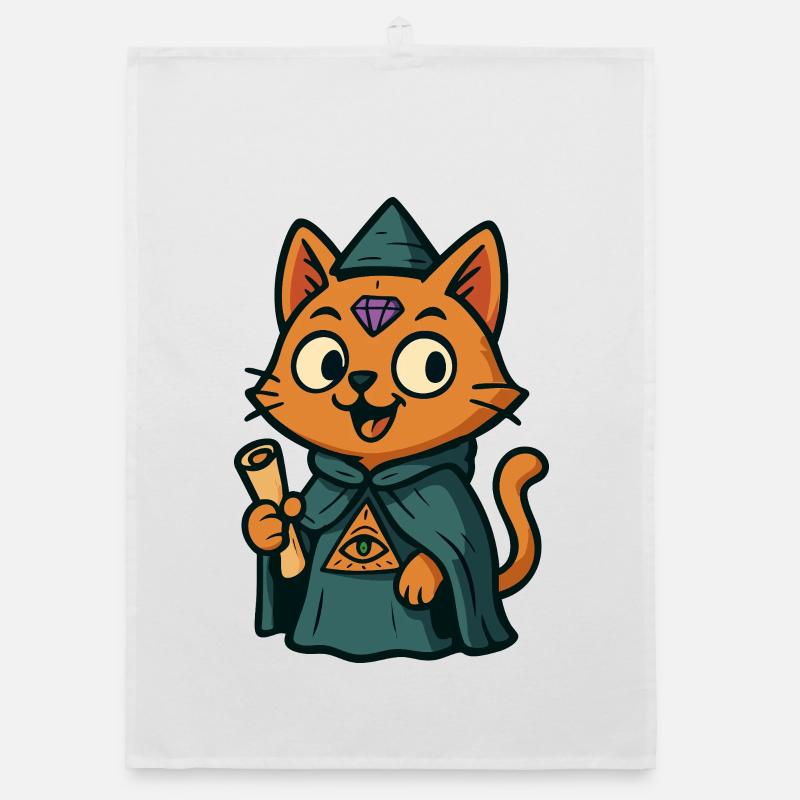 Purrscribe the Prophet Cat Organic dish towel