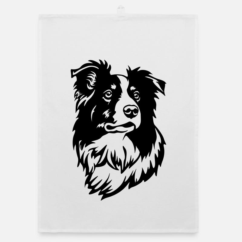 Border Collie Head Organic dish towel