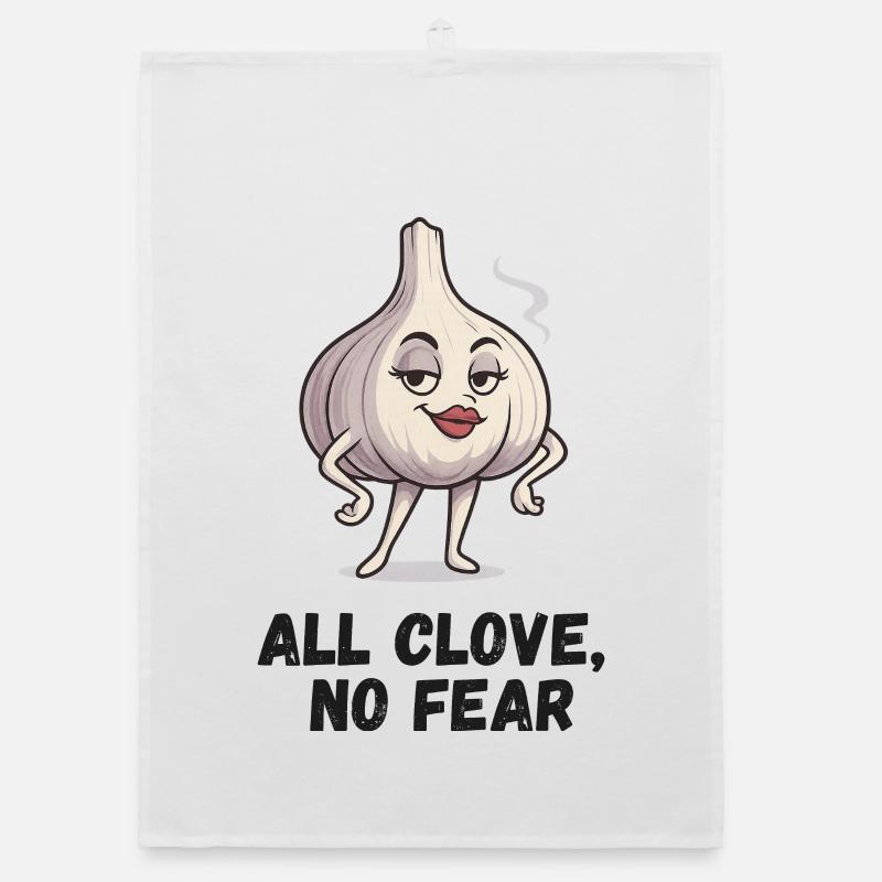  Knoblauch Dame eine Angst karikatur  Organic Geschirrtuch