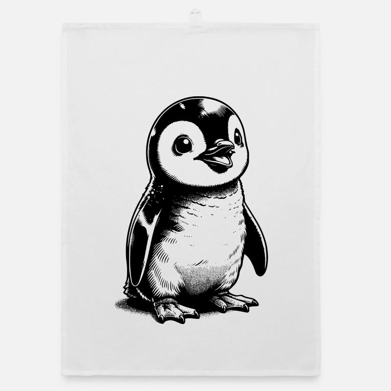 Knuffiger Eisbewohner Baby Pinguin Kinder Style Organic Geschirrtuch