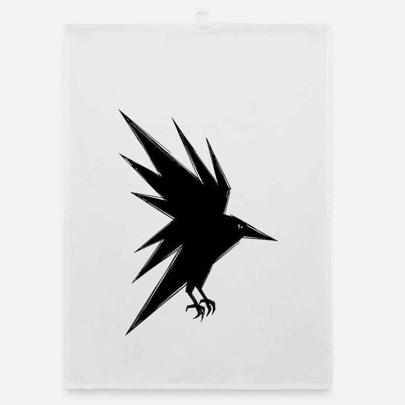 Abstract Black Raven in Flight Organic dish towel